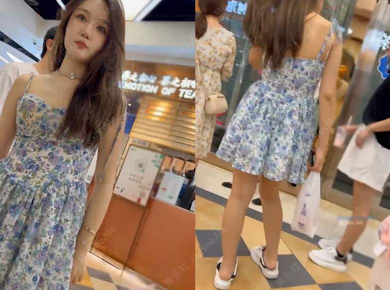 碎花裙靓女逛街粉色性感透明内大漏毛 长裙可爱学妹背书包逛街灰色内内超清【294MB】-集乐社
